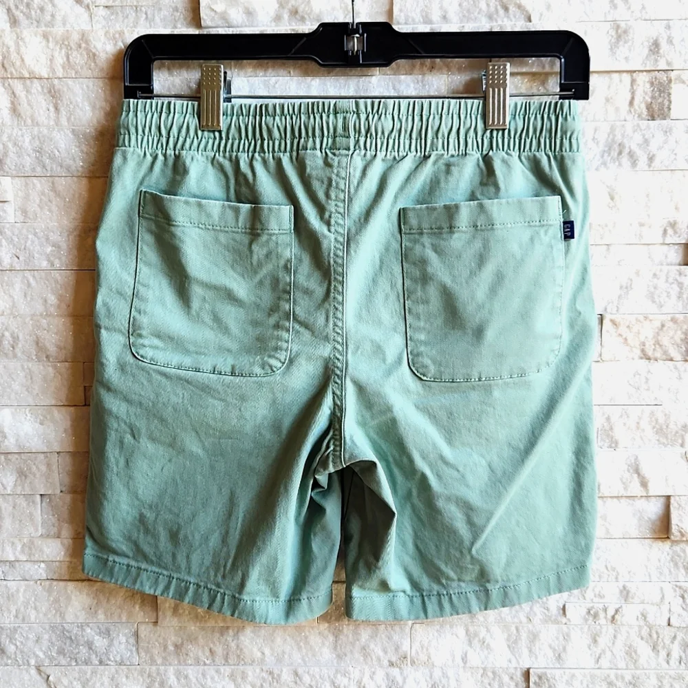 Gap Kids Boys Elastic Waistband Stretch Soft Twill Shorts Granite Green Size XL